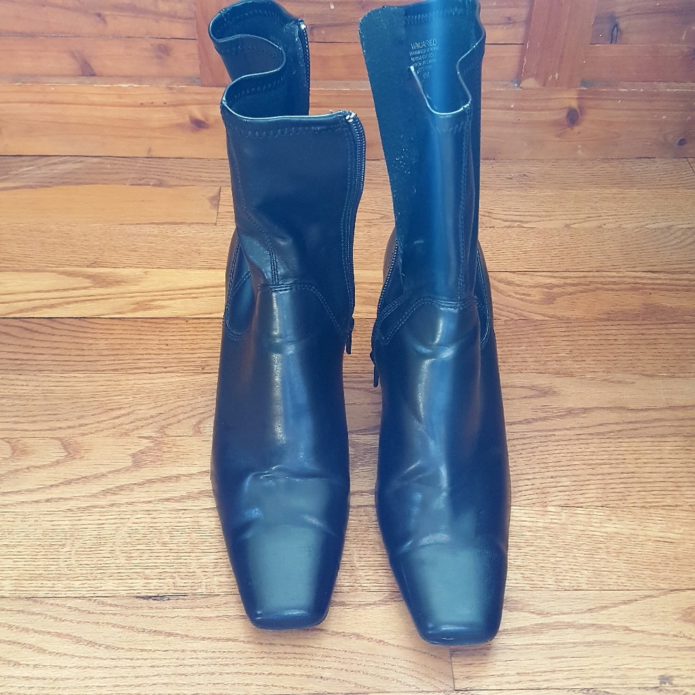 Nine West Black Heel Zipper Boots Sz 8M - Picture 4 of 6